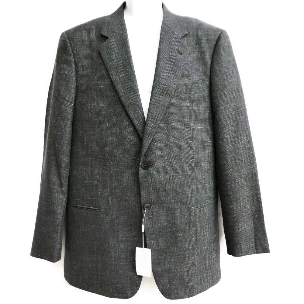 NEW Armani Collezioni Sport Coat Blazer Silk Wool Linen Plaid 48in Chest iTaLY - Picture 1 of 13